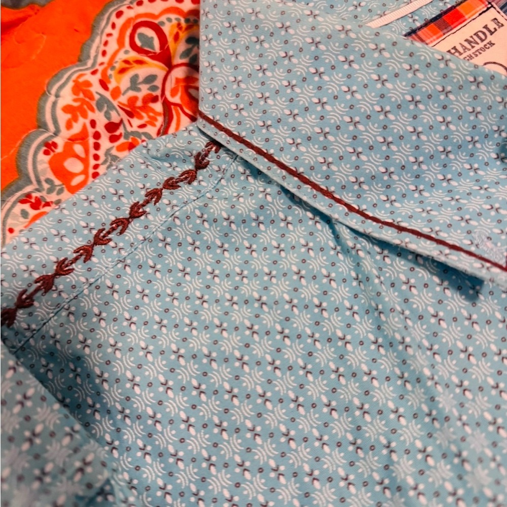 Men's Blue Patterned Casual Button Down Shirt